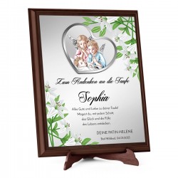 Personalisierte Holztafel mit Aufdruck für ein Mädchen zur Heiligen Taufe
