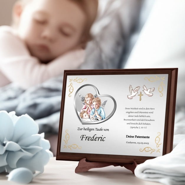Personalisierte Holztafel mit Aufdruck für Ihren Patensohn zur Taufe