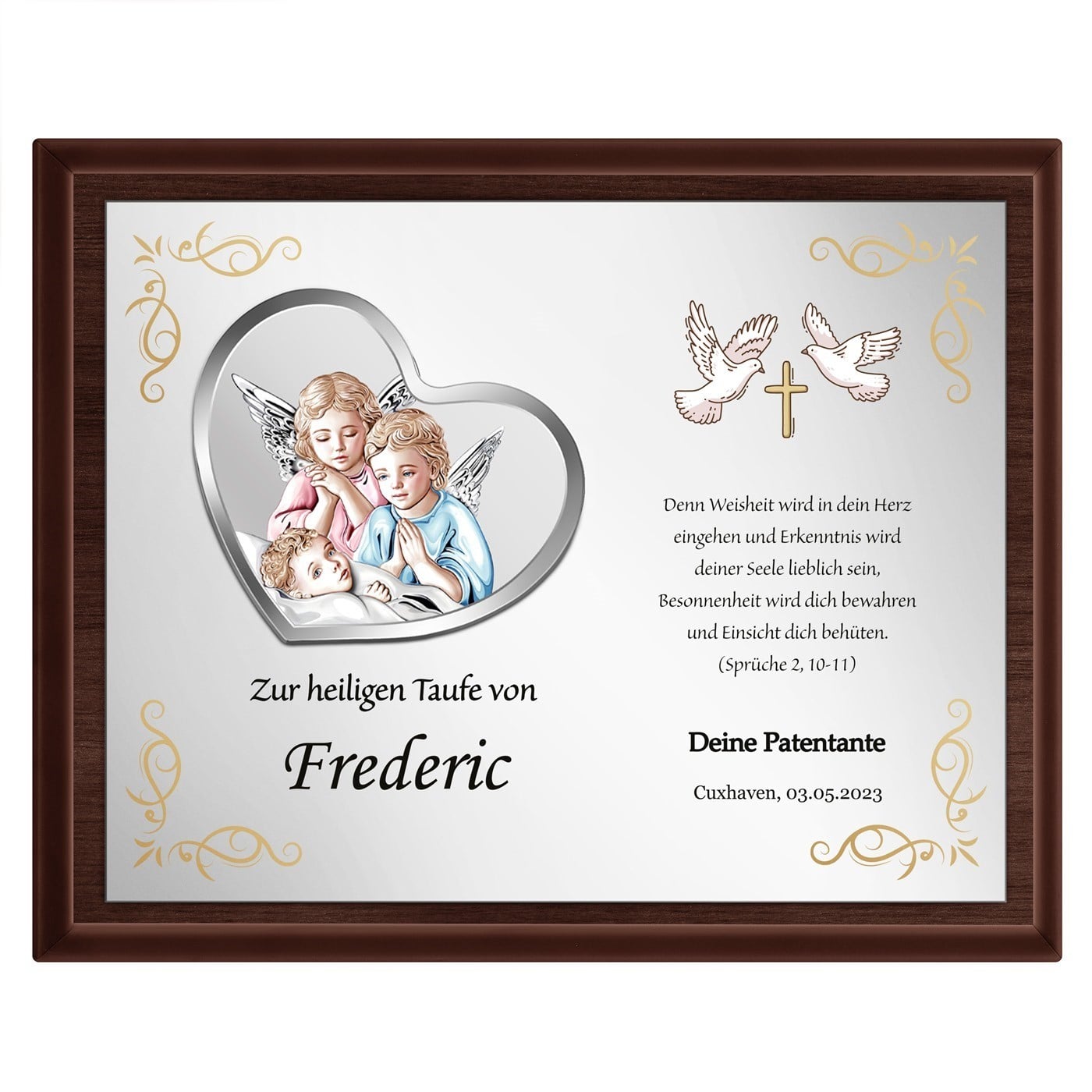 Personalisierte Holztafel mit Aufdruck für Ihren Patensohn zur Taufe
