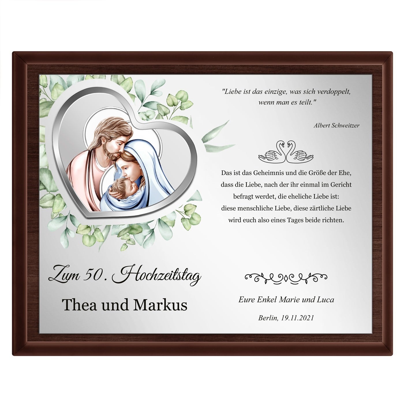 Personalisierte Holztafel mit Aufdruck für Ihre Eltern zum 50. Hochzeitstag