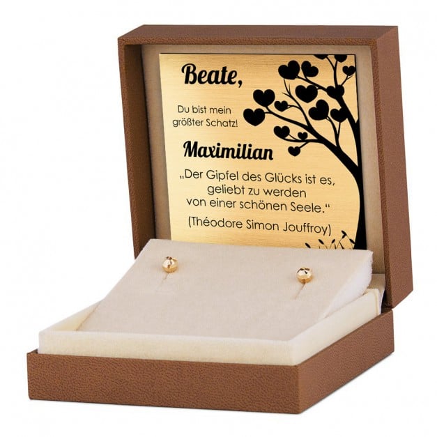 Kugeln Ohrstecker aus 333er Gold in exklusiver Geschenkbox mit Gravur