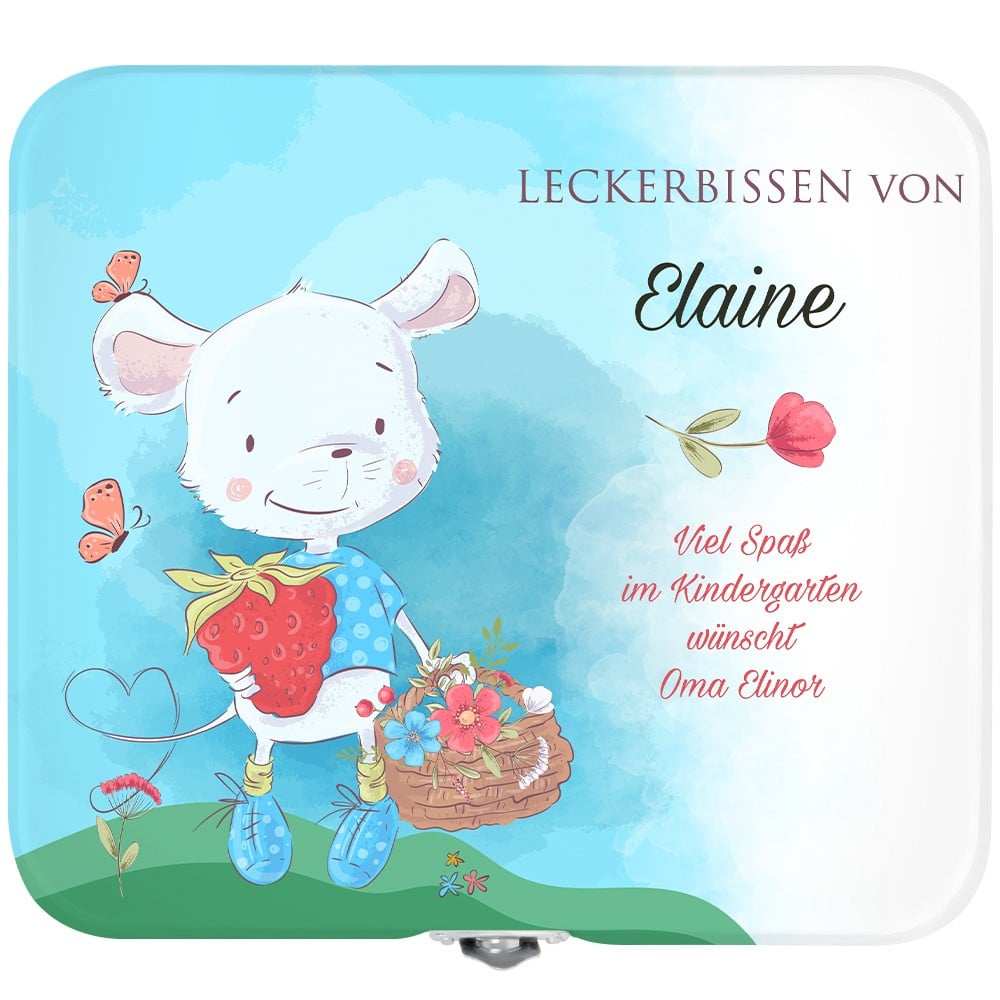 Weiße Metall-Lunchbox mit Aufdruck für ein Mädchen