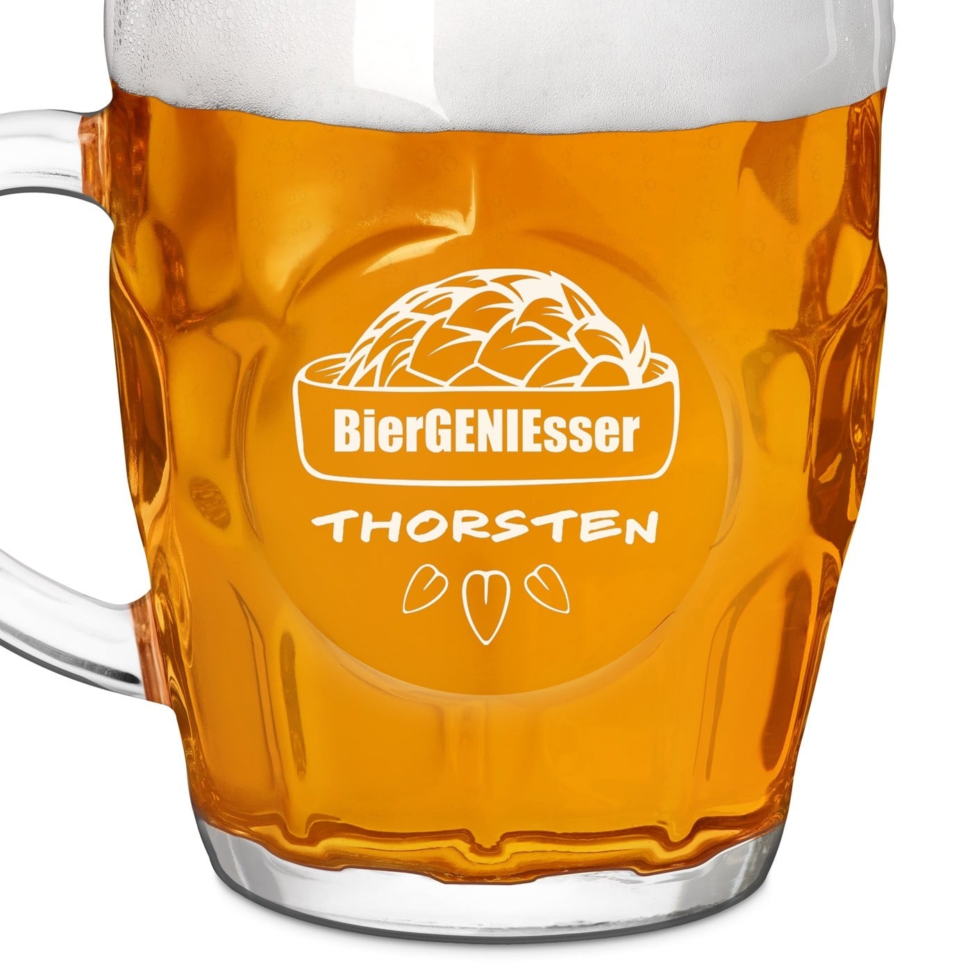Bierkrug mit Gravur für einen Bierliebhaber zum Jubiläum