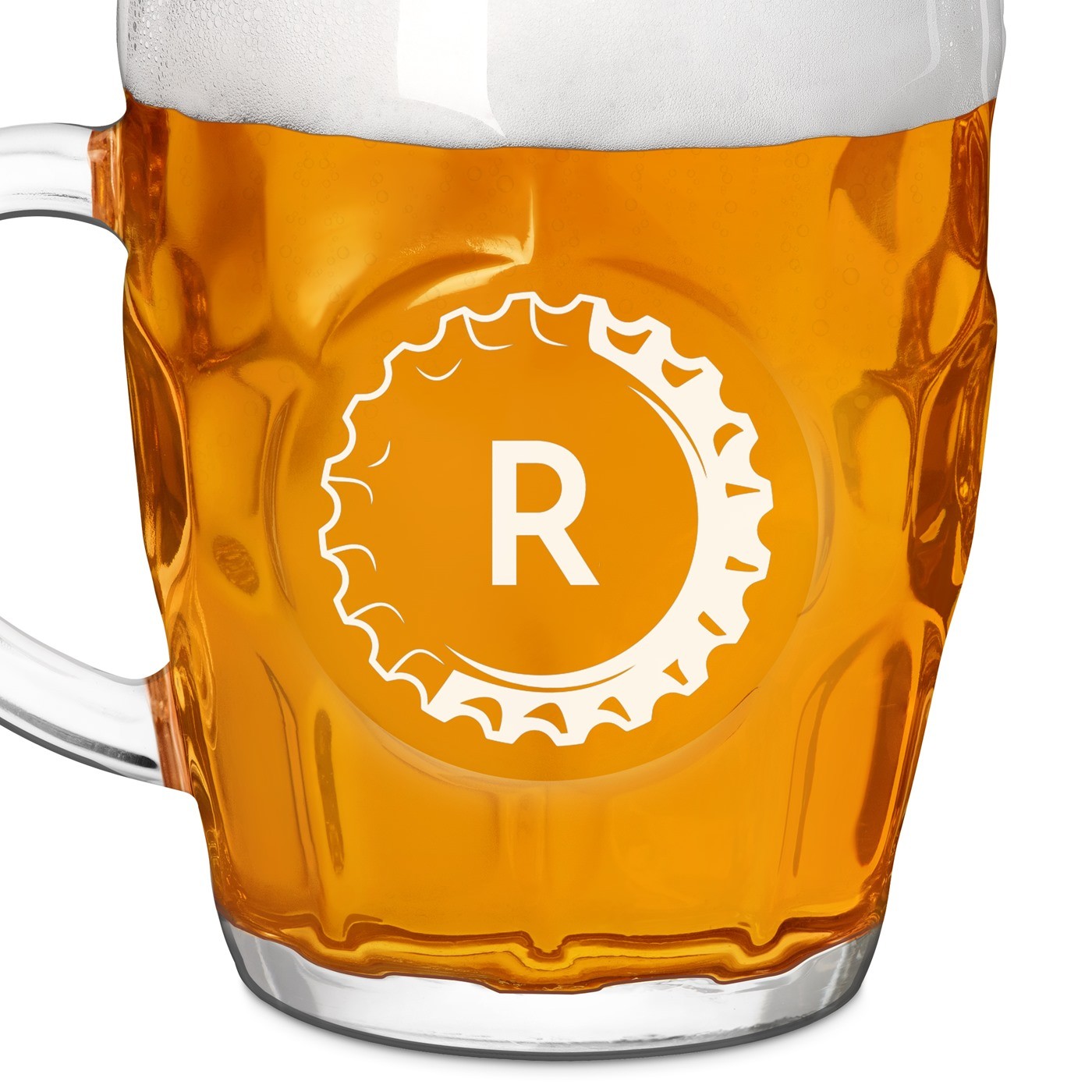 Bierkrug mit eingravierter Initiale