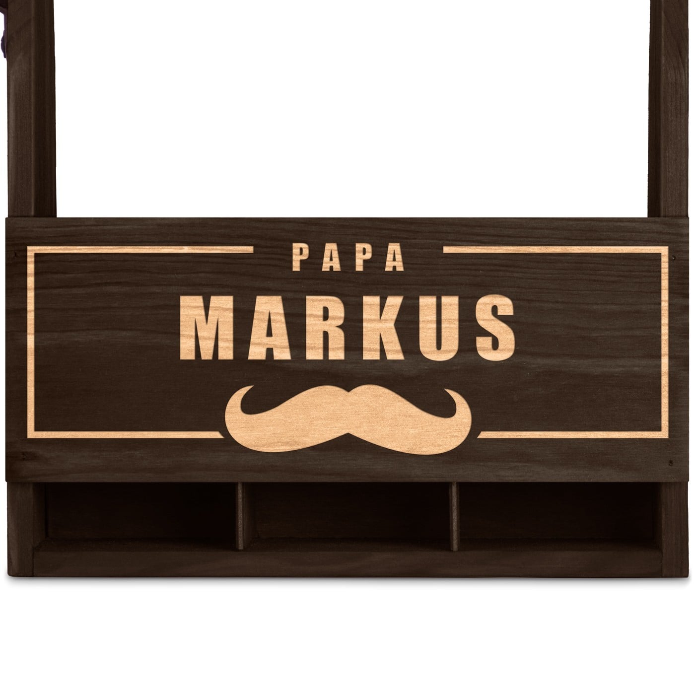 Bierträger aus Holz mit Flaschenöffner und Gravur für Ihren Papa