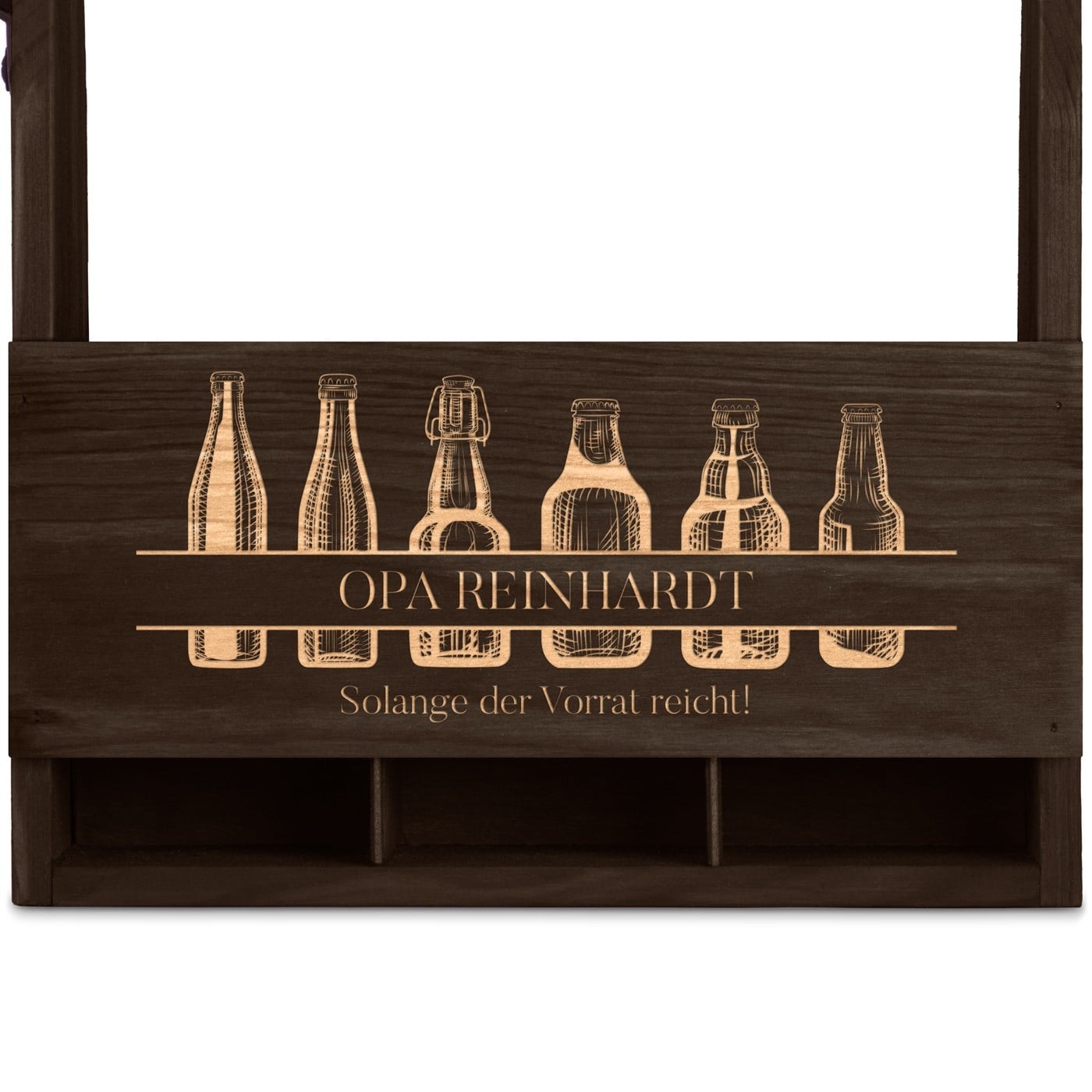 Bierträger aus Holz mit Flaschenöffner und Gravur für Ihren Opa