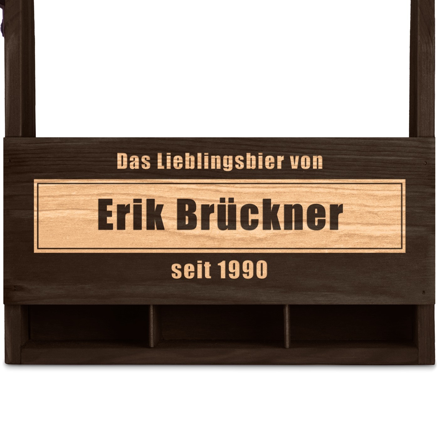 Bierträger aus Holz mit Flaschenöffner und Gravur für ihn, einen Mann zum Geburtstag