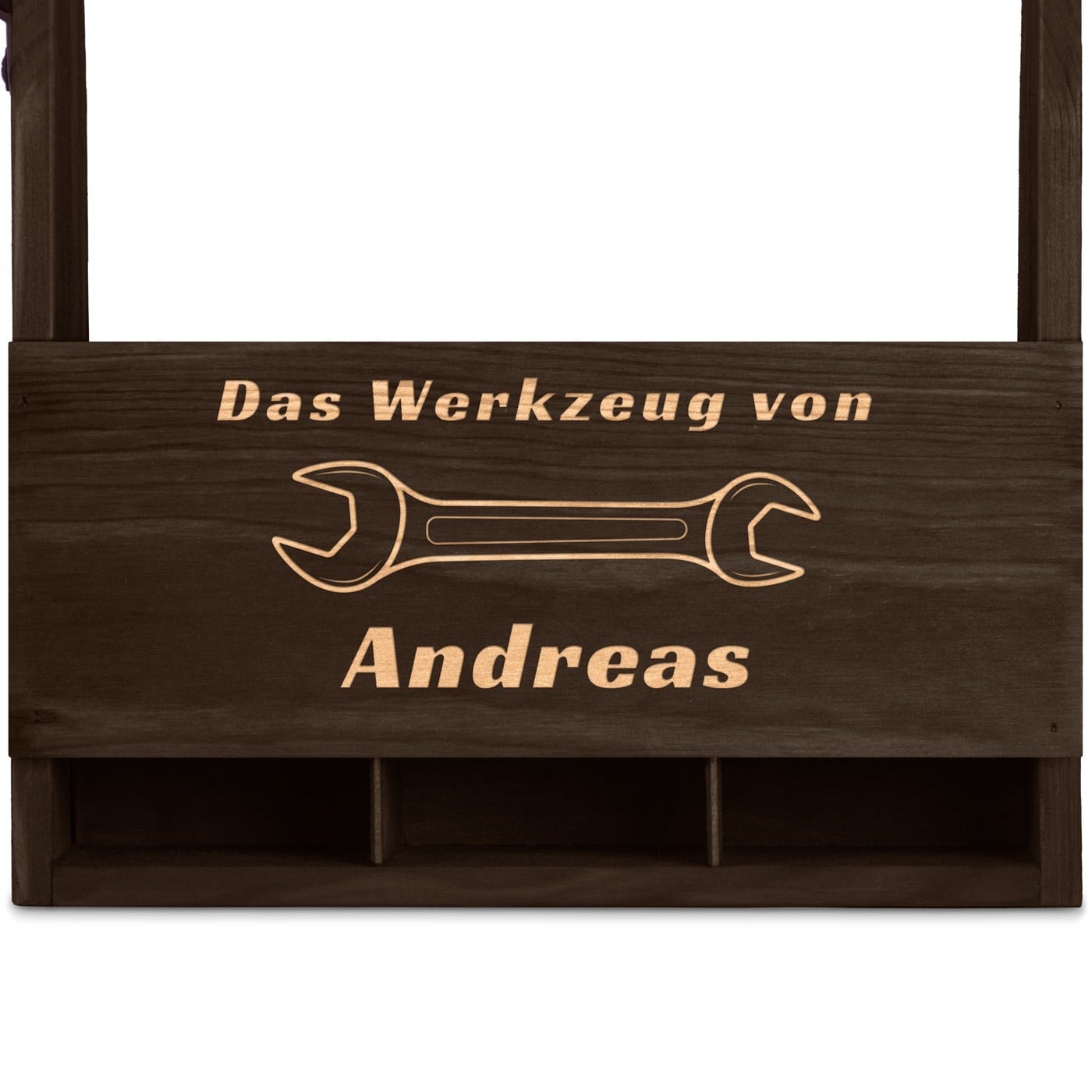 Bierträger aus Holz mit Flaschenöffner und Gravur für einen Heimwerker, Ingenieur oder Mechaniker