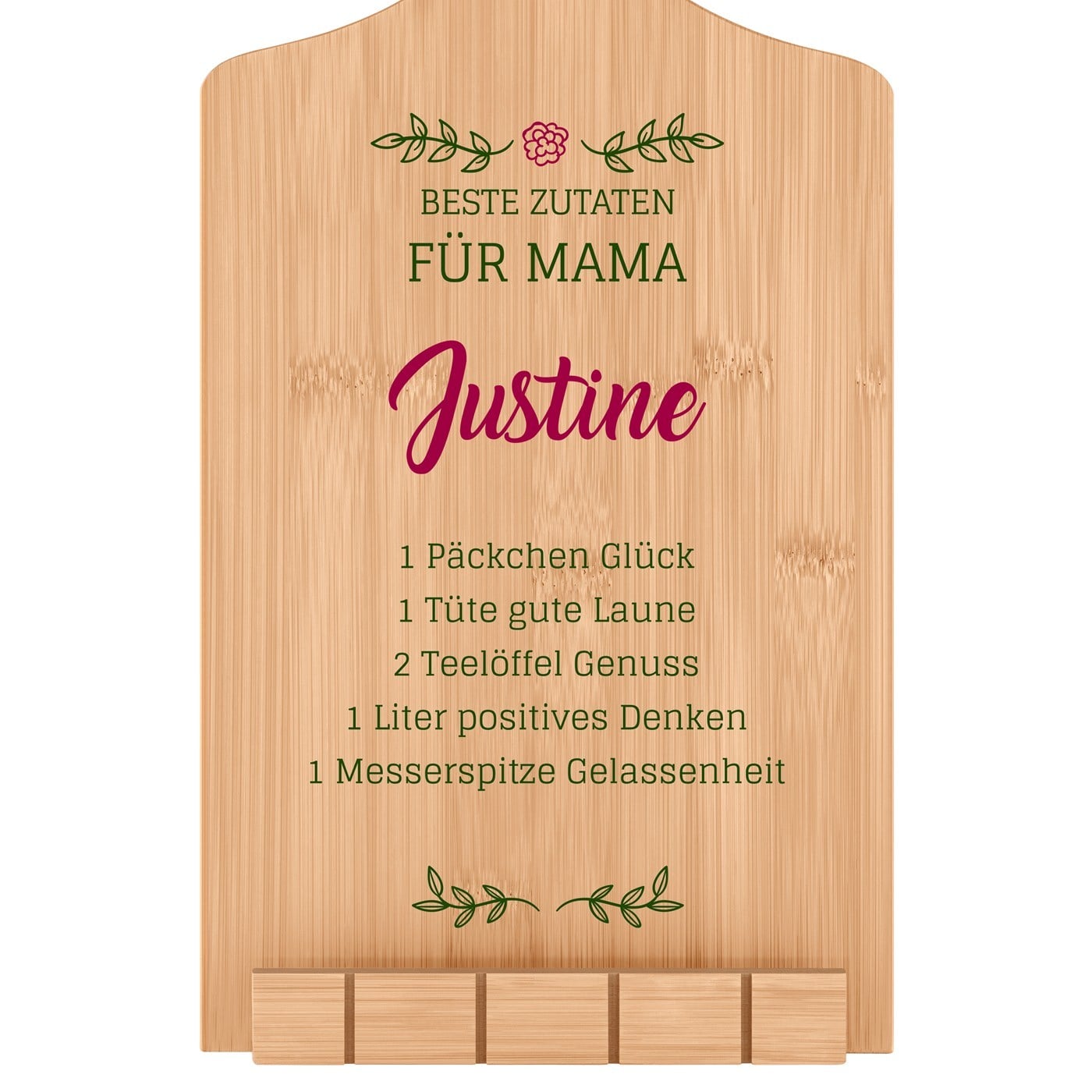 Buchständer in Form eines Küchenbretts mit Aufdruck für Ihre liebste Mama