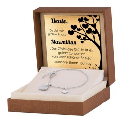 Infinity Damenarmband mit zwei Herzen aus 925er Sterlingsilber in exklusiver Geschenkbox mit Gravur