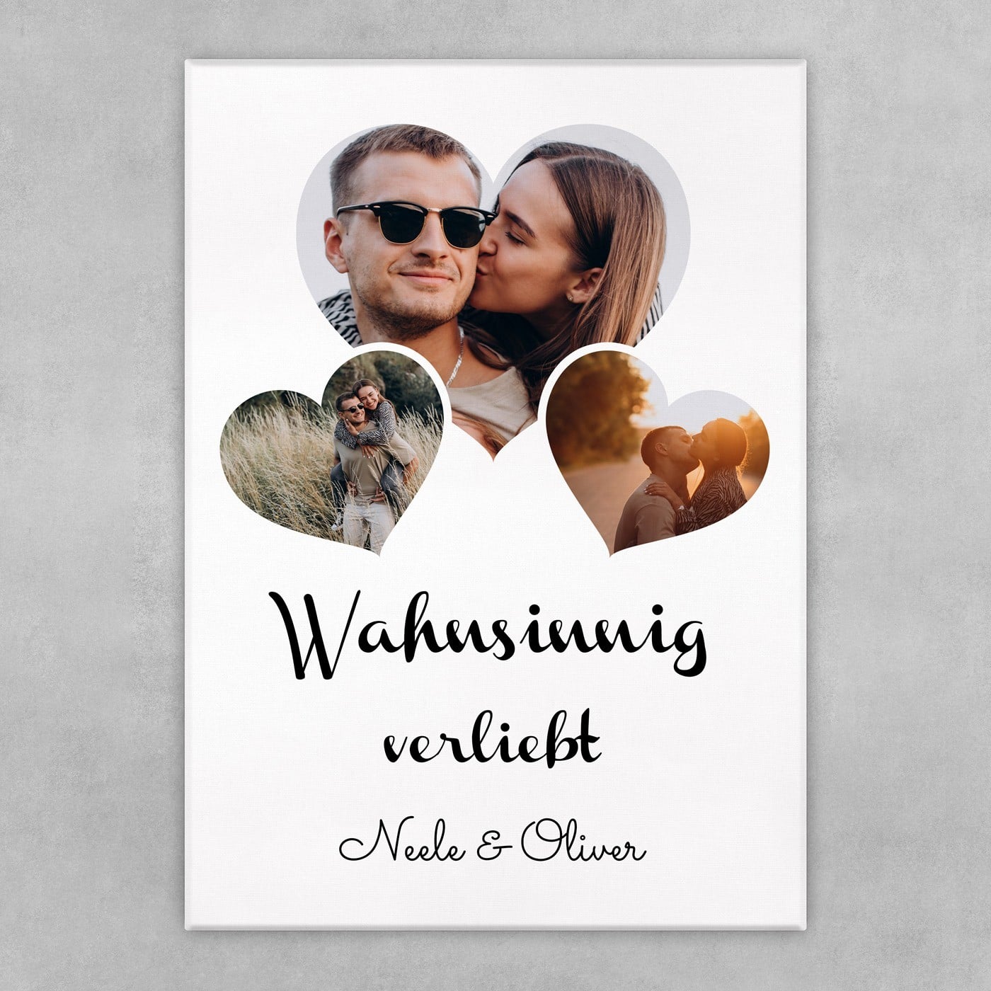 Wandbildcollage mit Aufdruck von eigenen Fotos für ein Paar zum Hochzeitstag Einzug Valentinstag