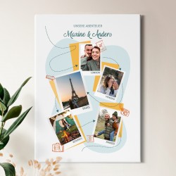 Wandbildcollage mit Aufdruck von eigenen Fotos für Weltenbummler zum Jahrestag Einzug
