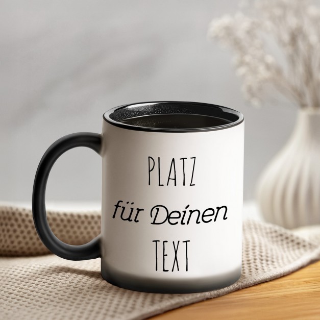 Zauberbecher mit magischem Aufdruck Schwarz-Weiß/Matt für ihn oder sie
