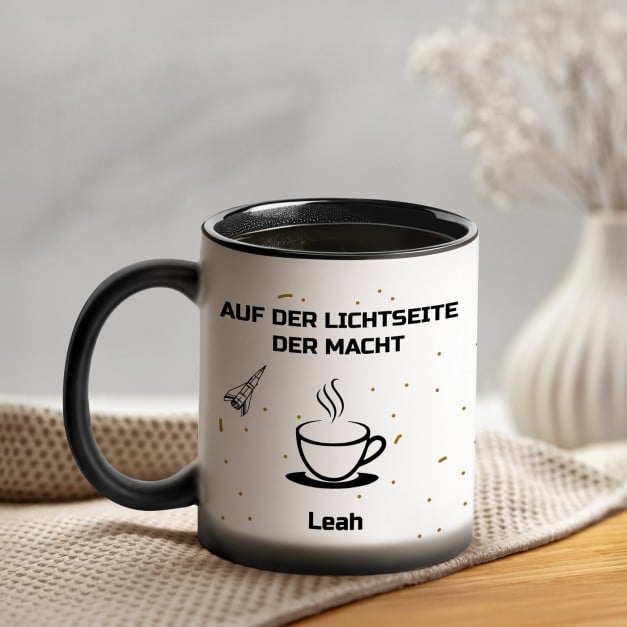 Zauberbecher mit magischem Aufdruck Schwarz-Weiß/Matt für sie zum Ehrentag