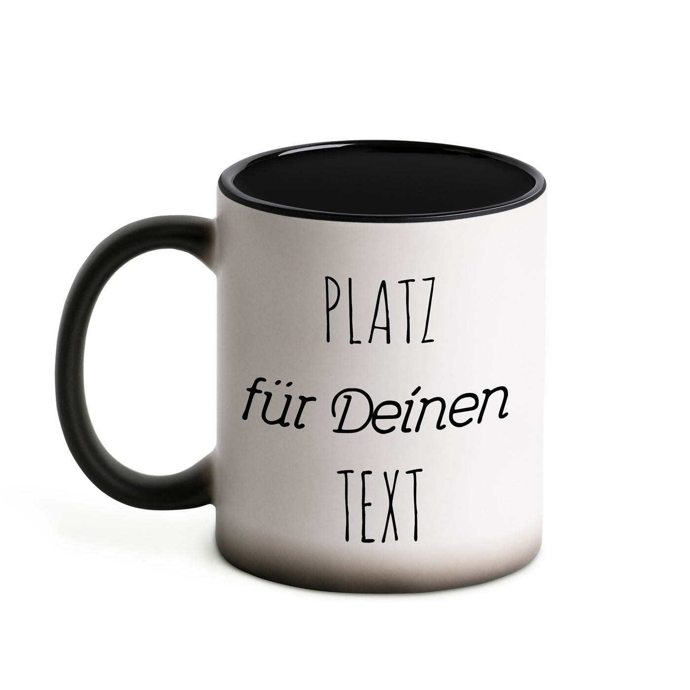 Zauberbecher mit magischem Aufdruck Schwarz-Weiß/Matt für ihn oder sie