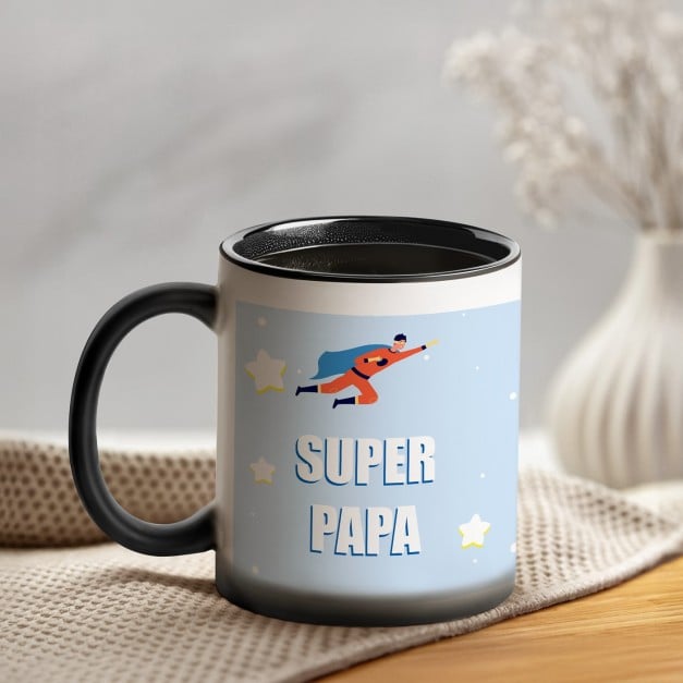 Zauberbecher mit magischem Aufdruck Schwarz-Weiß/Matt für Ihren Papa