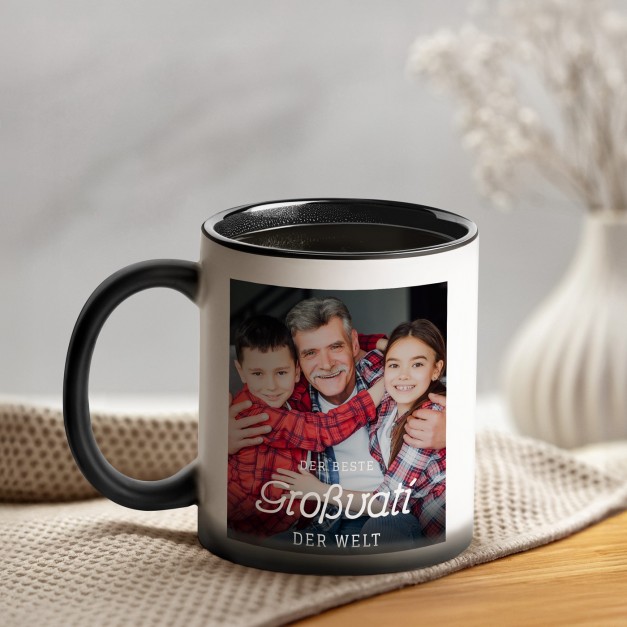 Zauberbecher mit magischem Aufdruck Schwarz-Weiß/Matt für Ihren Großvati zum Geburtstag