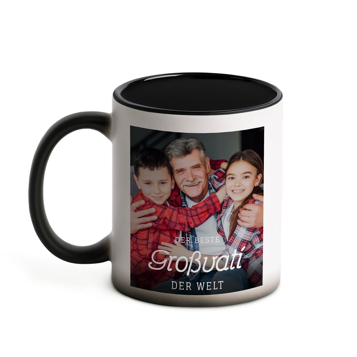 Zauberbecher mit magischem Aufdruck Schwarz-Weiß/Matt für Ihren Großvati zum Geburtstag