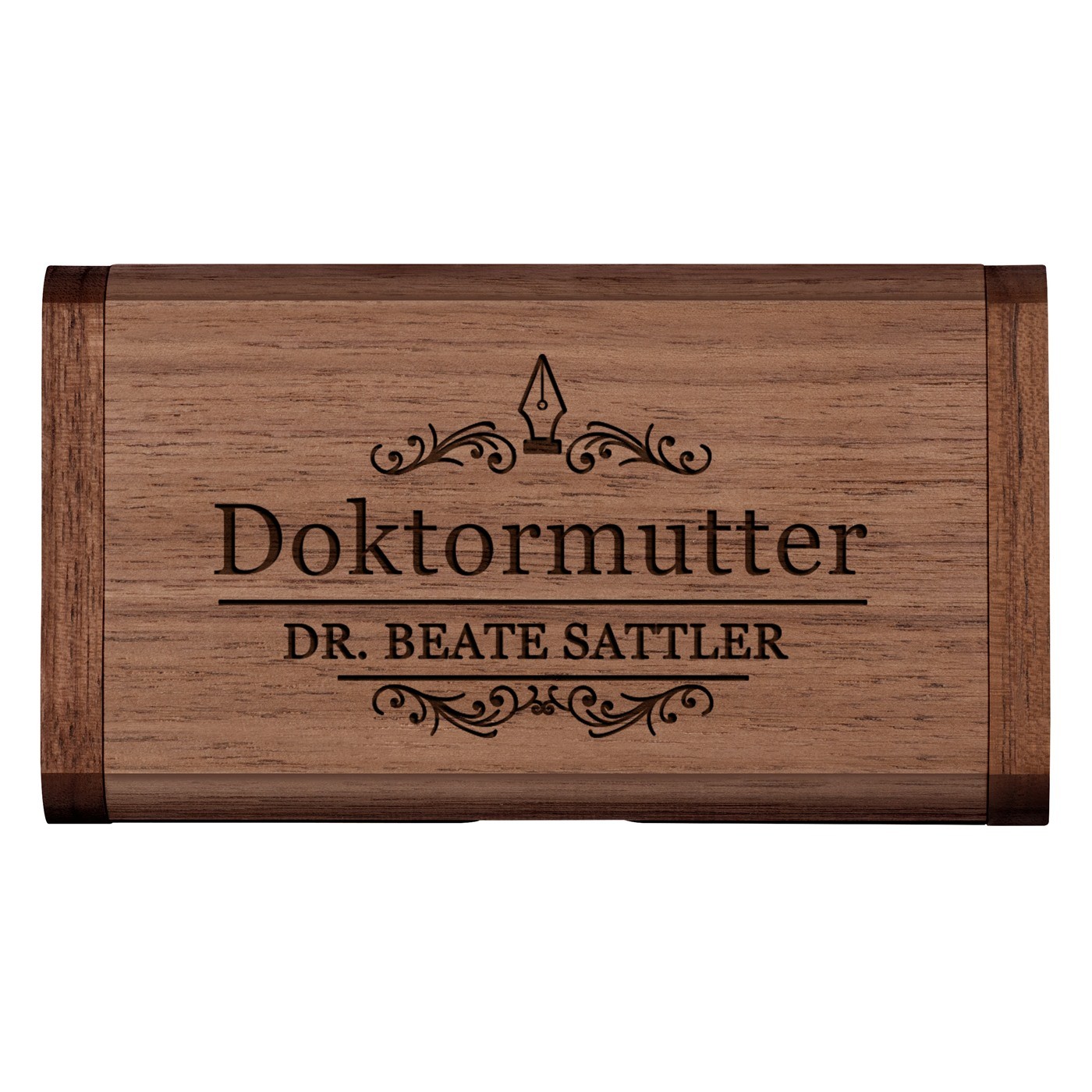 Hölzerner USB-Stick mit Gravur 64 GB für einen Betreuer der Masterarbeit