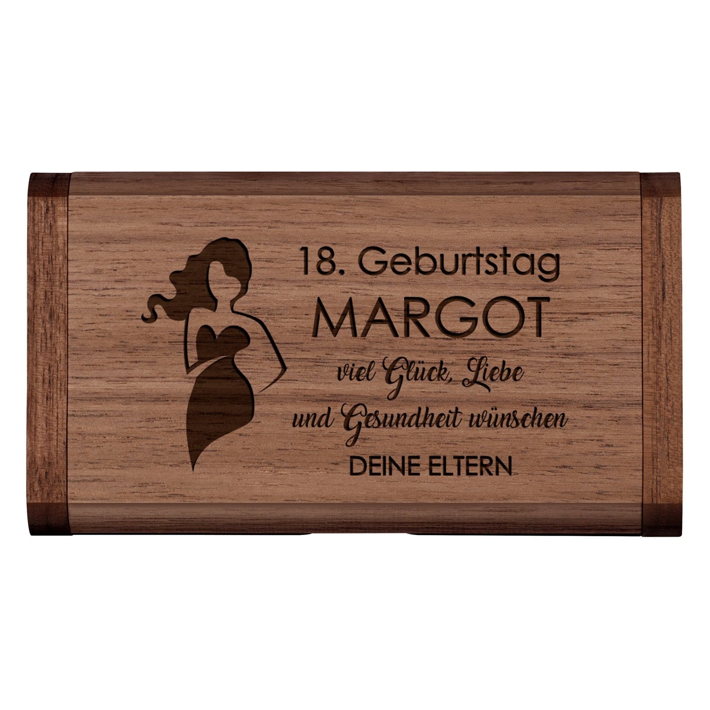 Hölzerner USB-Stick mit Gravur 64 GB für sie zum 18. Geburtstag