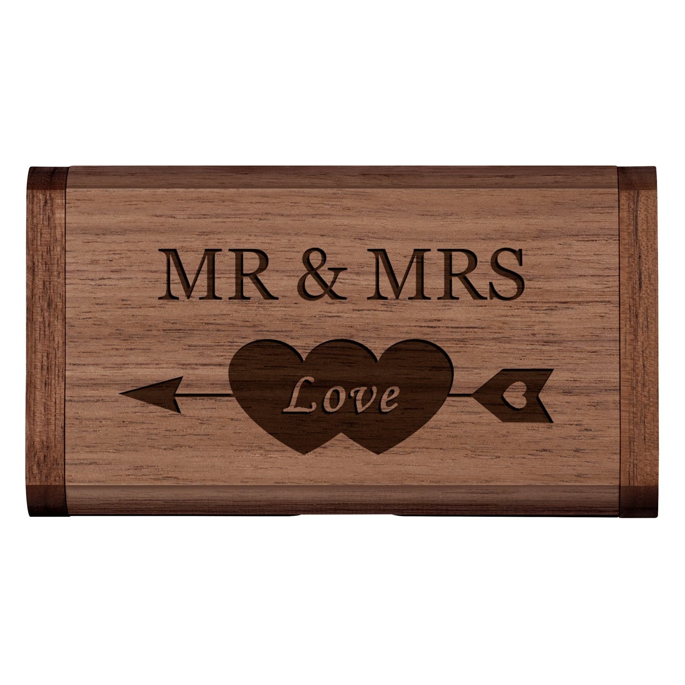 Hölzerner USB-Stick mit Gravur 64 GB für ein Ehepaar zur Hochzeit, zum Hochzeitstag