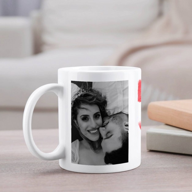 Kaffeebecher mit Aufdruck Weiß/Glänzend für ein Ehepaar zur Hochzeitsjubiläum