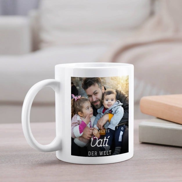 Kaffeebecher mit Aufdruck Weiß/Glänzend für Ihren Papa zum Geburtstag