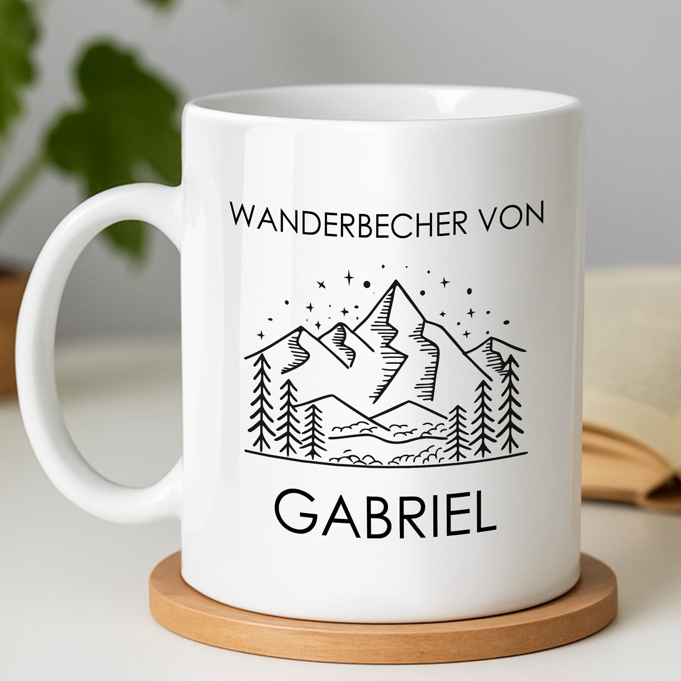 Kaffeebecher mit Aufdruck Weiß/Glänzend für einen Weltenbummler