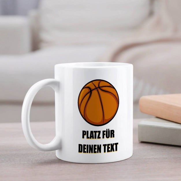 Kaffeebecher mit Aufdruck Weiß/Glänzend für einen Basketballspieler