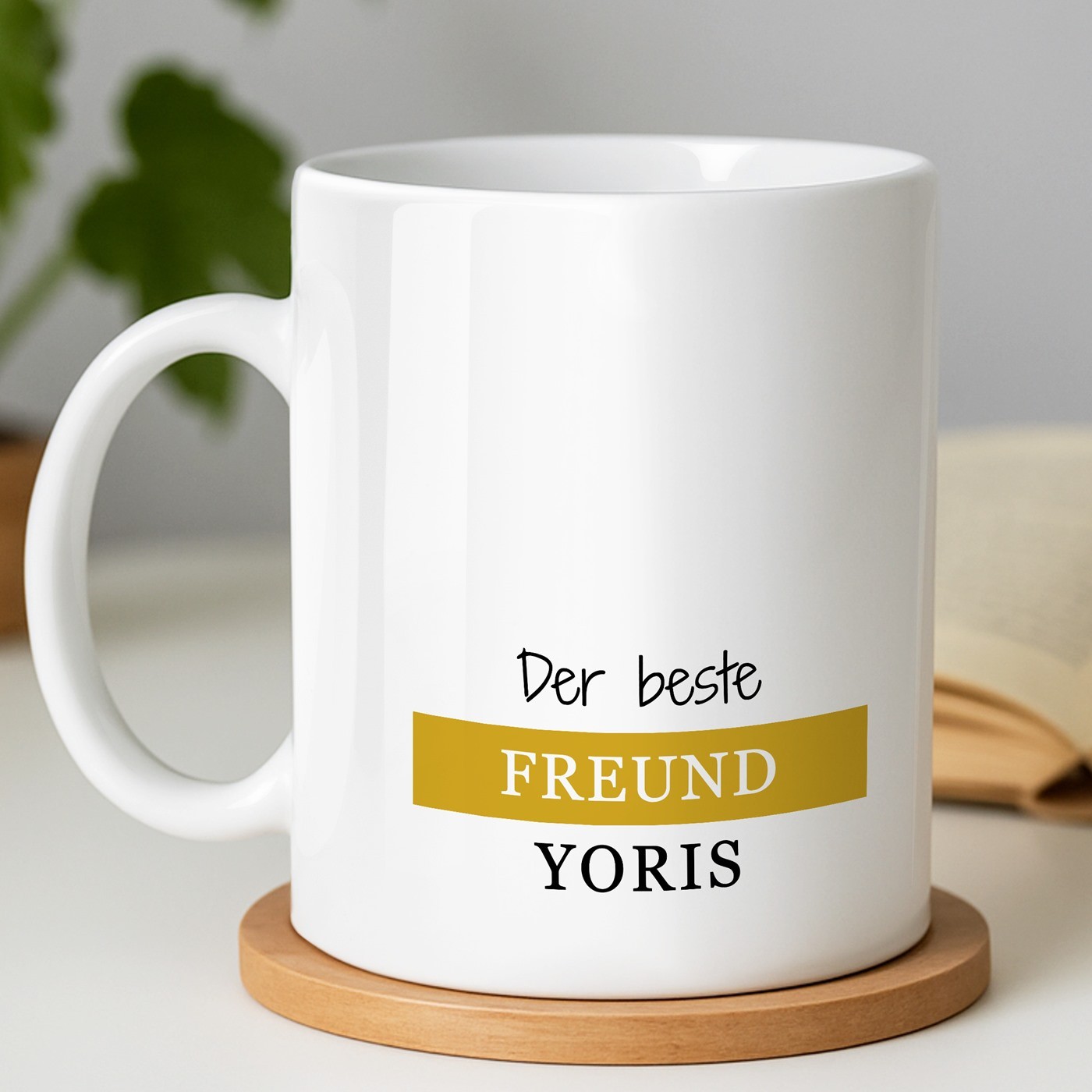 Kaffeebecher mit Aufdruck Weiß/Glänzend für Ihren Freund zum Geburstag