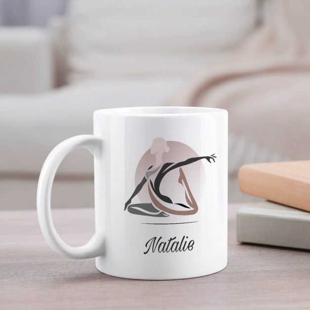 Kaffeebecher mit Aufdruck Weiß/Glänzend für eine Yoga-Lehrerin zum Geburtstag