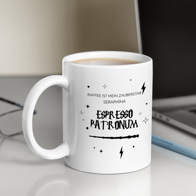 Kaffeebecher mit Aufdruck Weiß/Glänzend für eine Kaffee-Genießerin zum Geburtstag