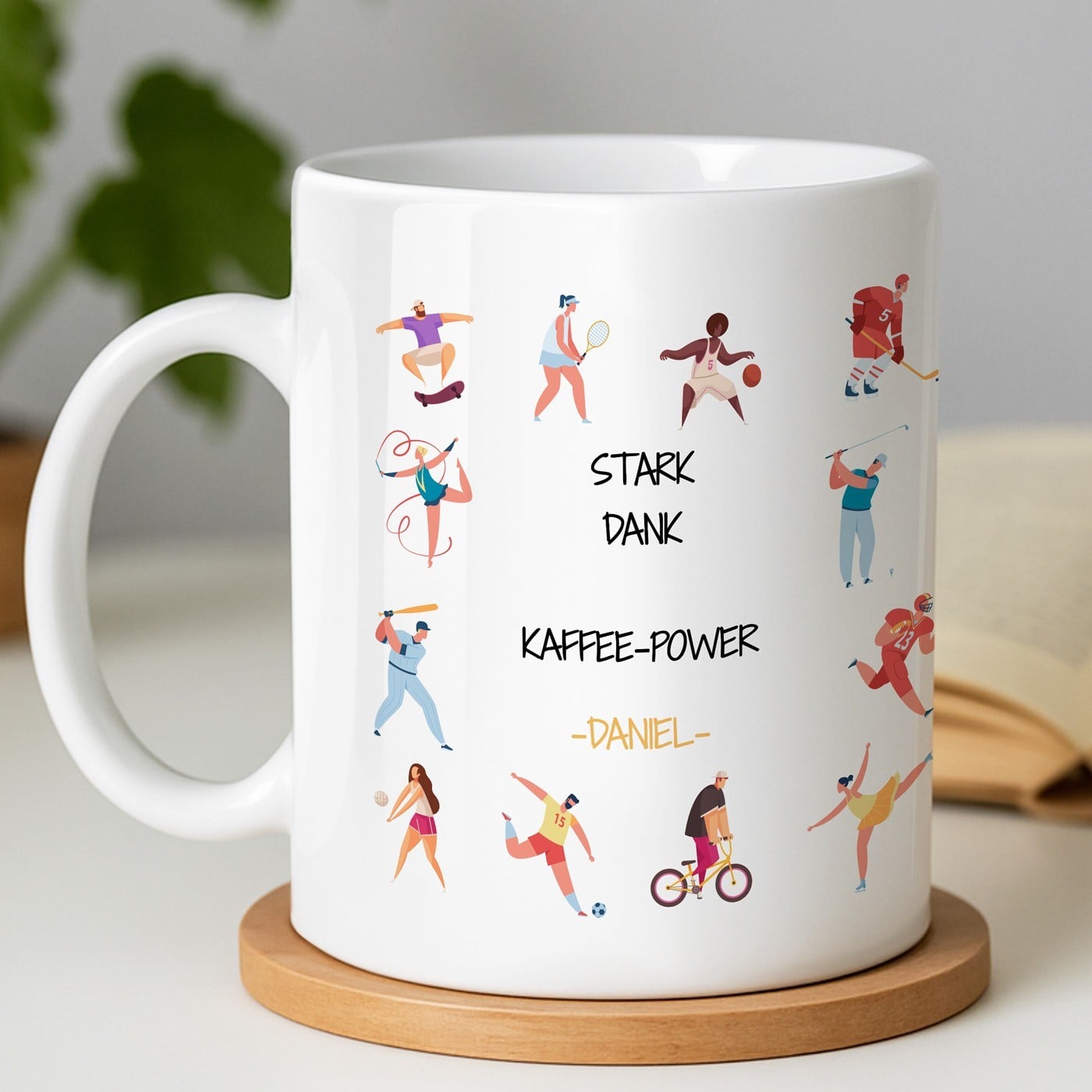 Kaffeebecher mit Aufdruck Weiß/Glänzend für einen Sportler zum Geburtstag