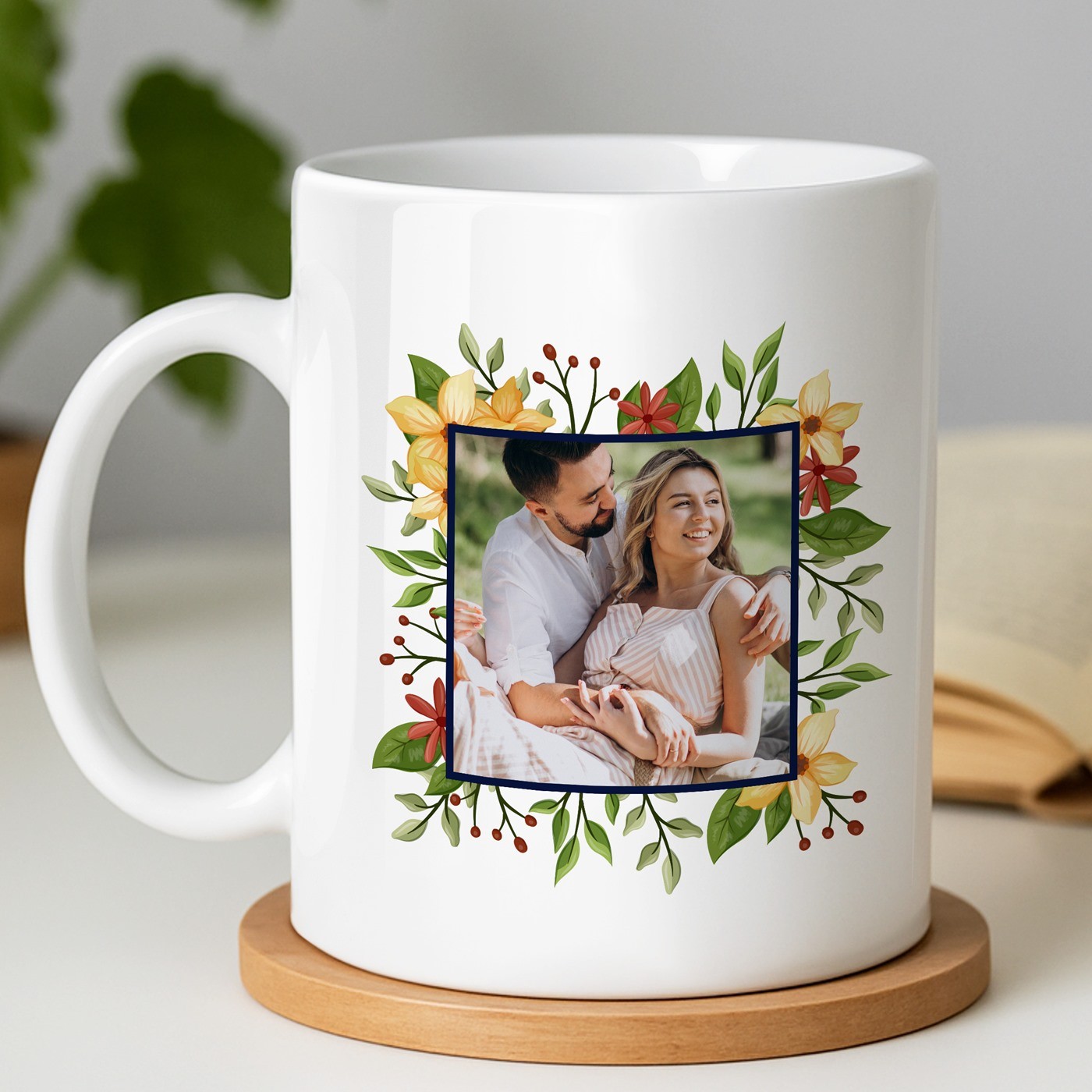 Kaffeebecher mit Foto Weiß/Glänzend für Ihre Ehefrau zum Geburtstag