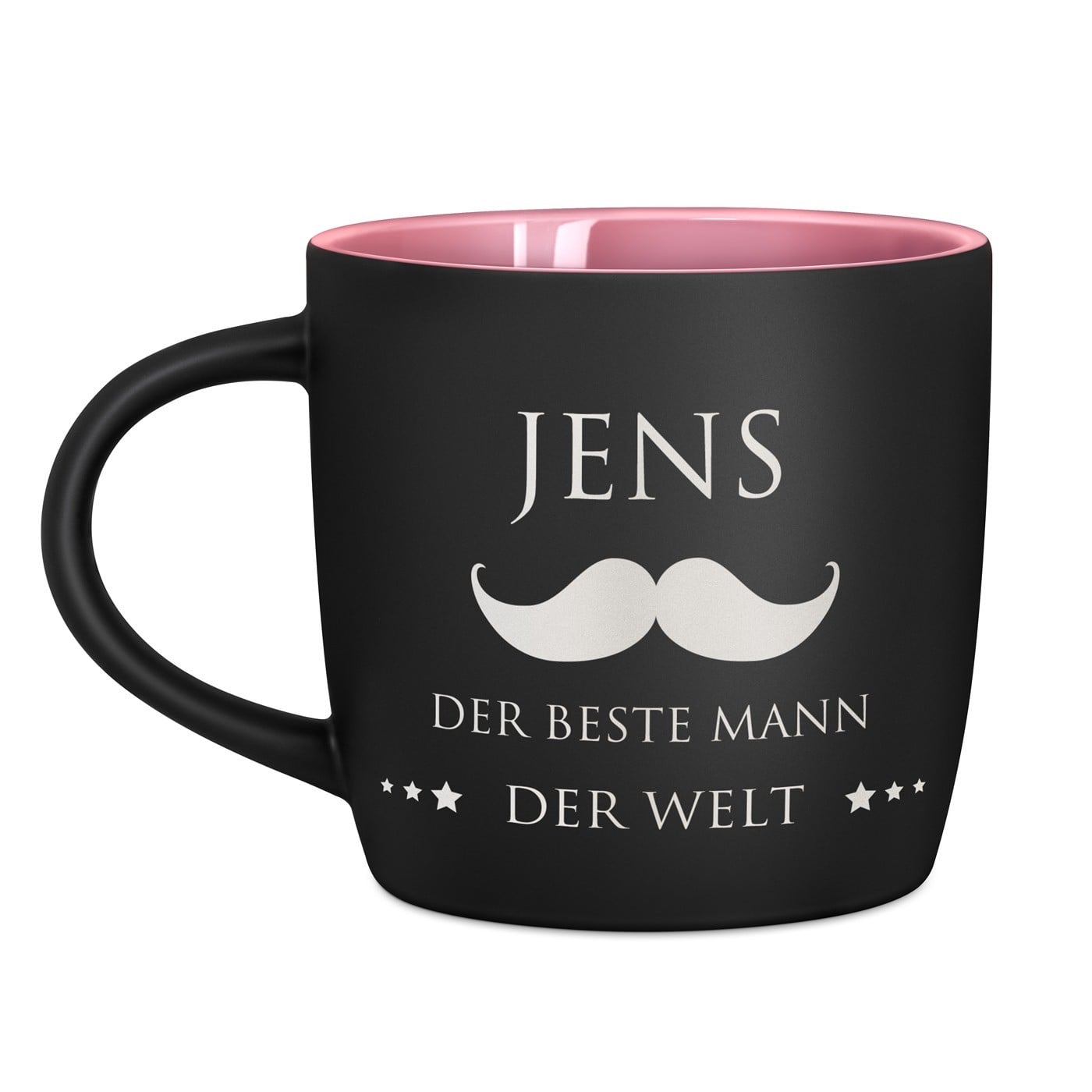 Keramikbecher mit Gravur Schwarz/Matt und Pink für Ihren Freund zum Geburtstag