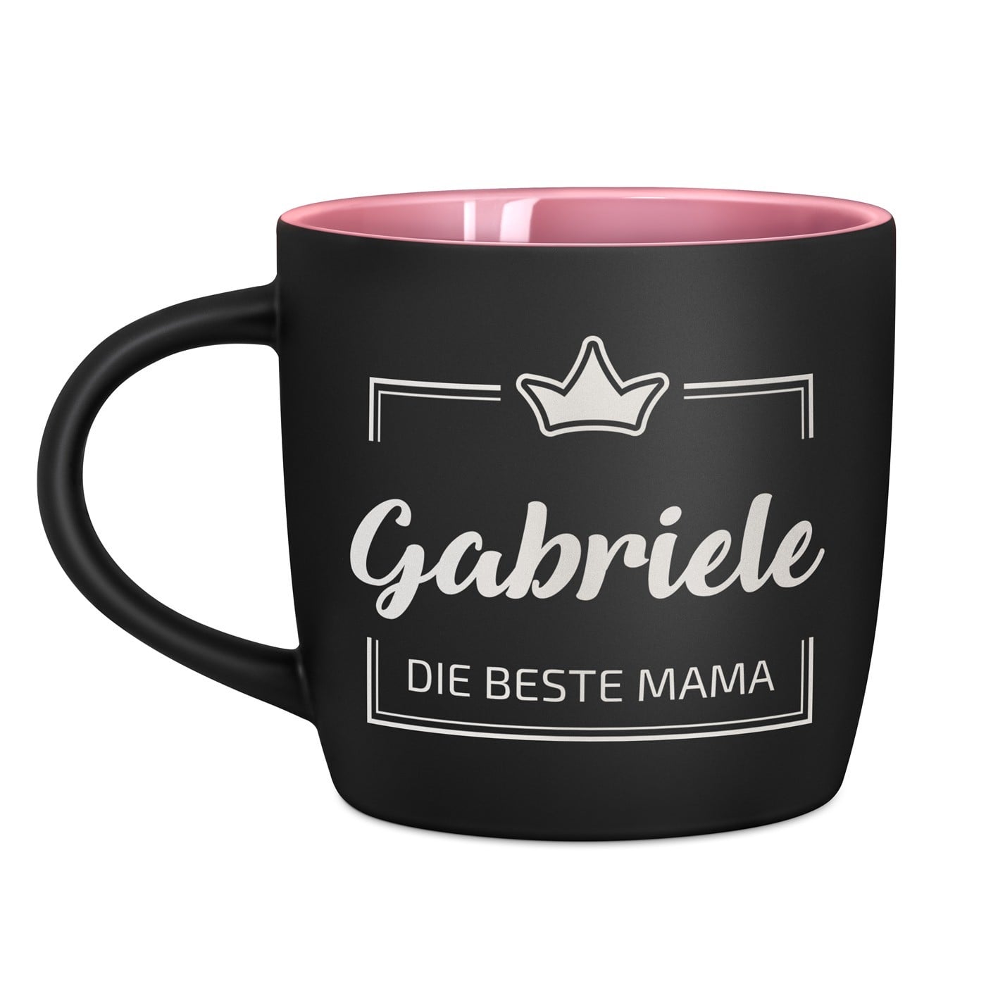 Keramikbecher mit Gravur Schwarz/Matt und Pink zum Muttertag