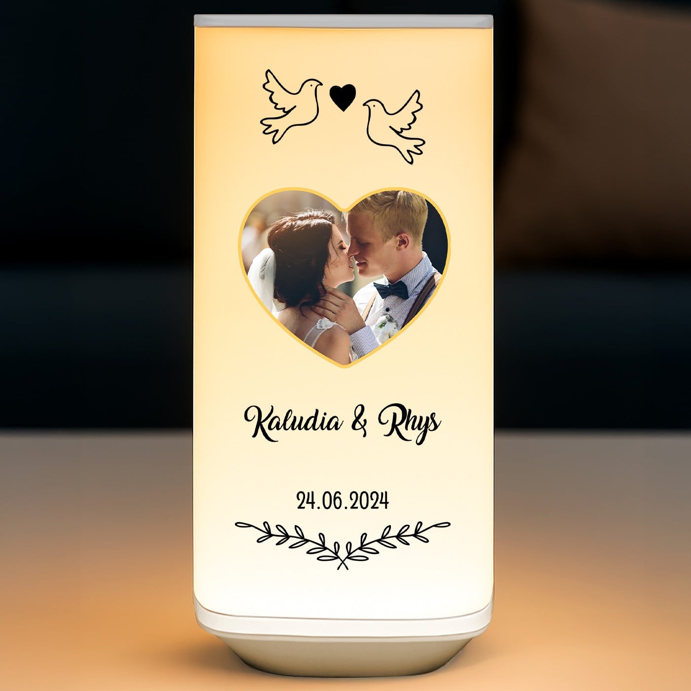 LED-Nachtlampe mit Aufdruck für ein Ehepaar zum Hochzeitstag
