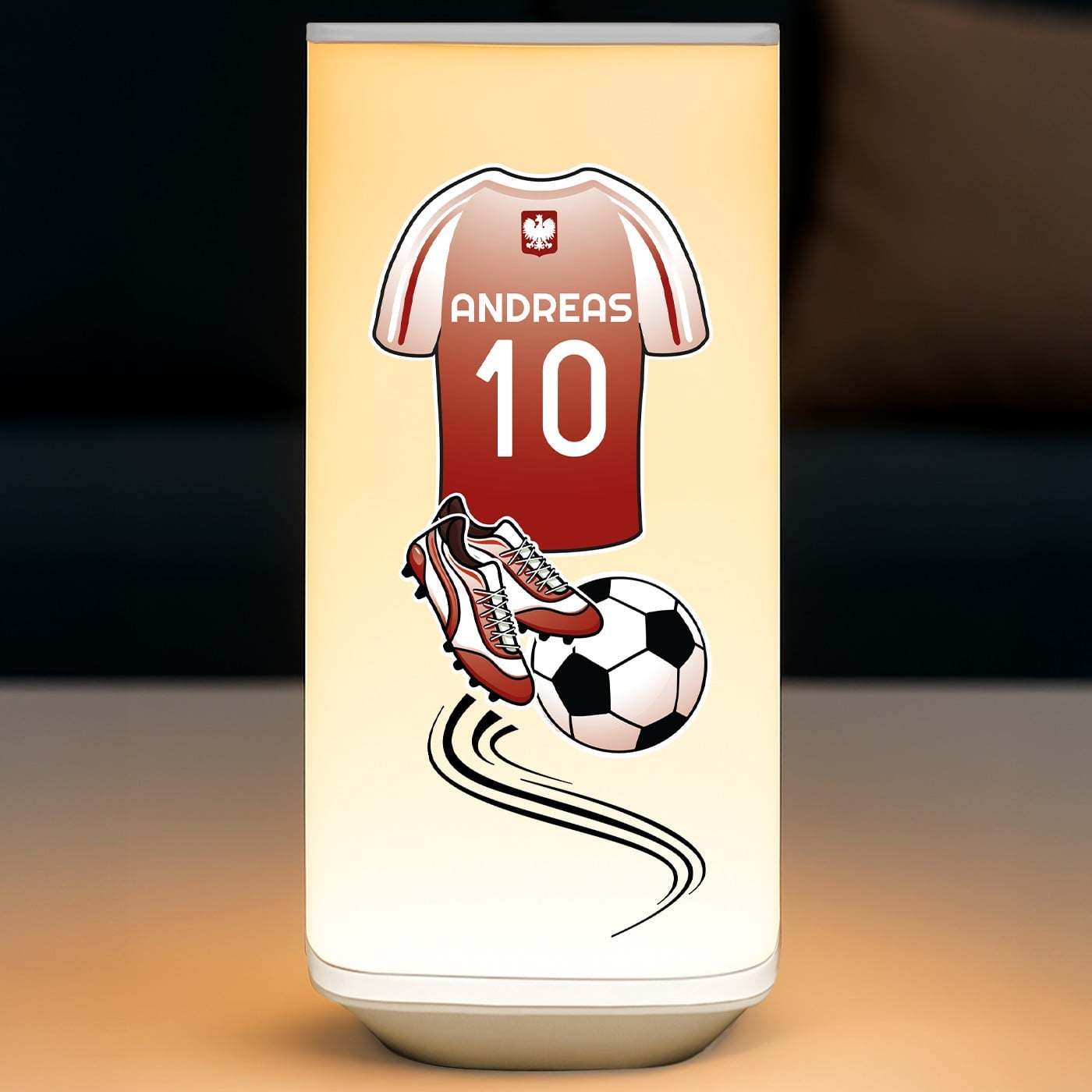 LED-Nachtlampe mit Aufdruck für eine Fußball Fan zum Geburtstag