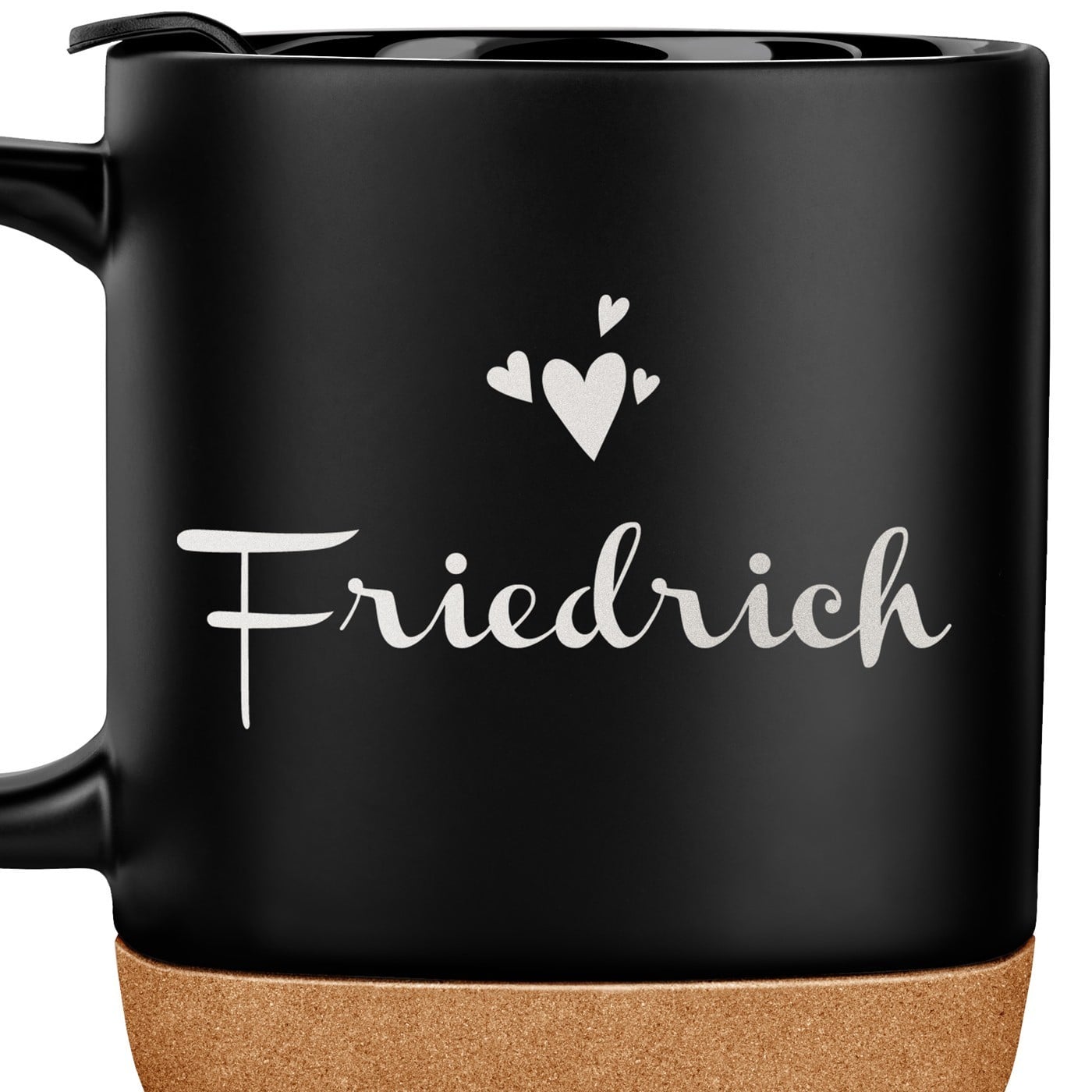 Kaffeebecher mit Aufdruck Schwarz/Matt mit Korkboden für Ihren Ehemann Freund zum Valentinstag Hochzeitstag Ehrentag