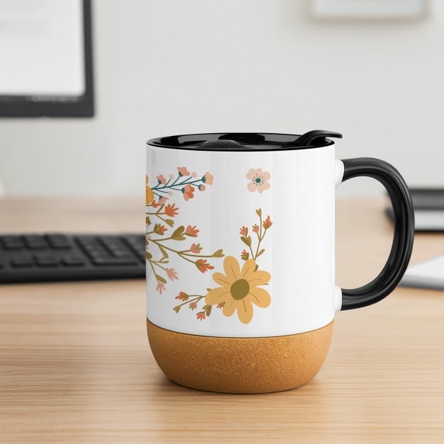 Kaffeebecher mit Foto Weiß/Glänzend mit Korkboden für Ihre Freundin zum Frauentag