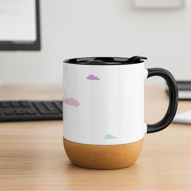 Kaffeebecher mit Foto Weiß/Glänzend mit Korkboden für sie zum Geburtstag