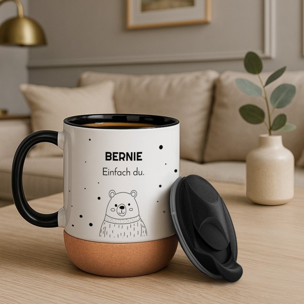 Kaffeebecher mit Foto Weiß/Glänzend mit Korkboden für Ihren Freund zum Geburtstag