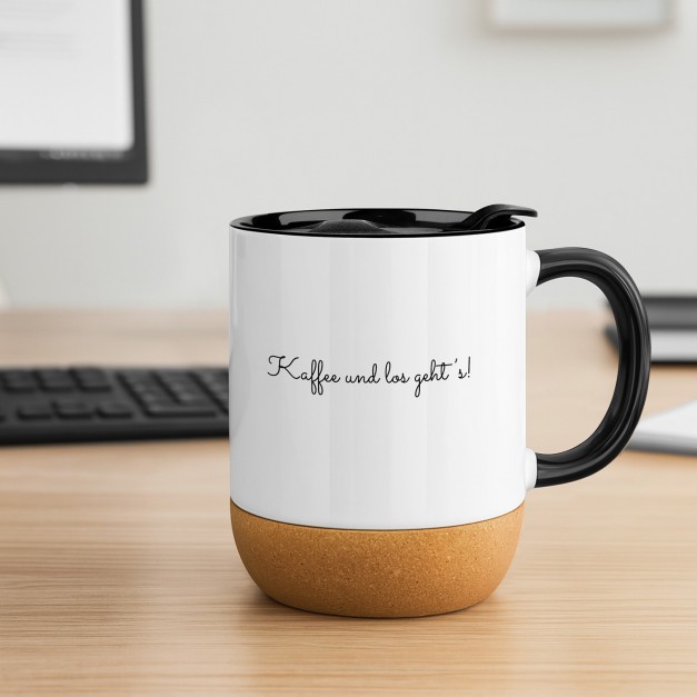 Kaffeebecher mit Foto Weiß/Glänzend mit Korkboden für sie