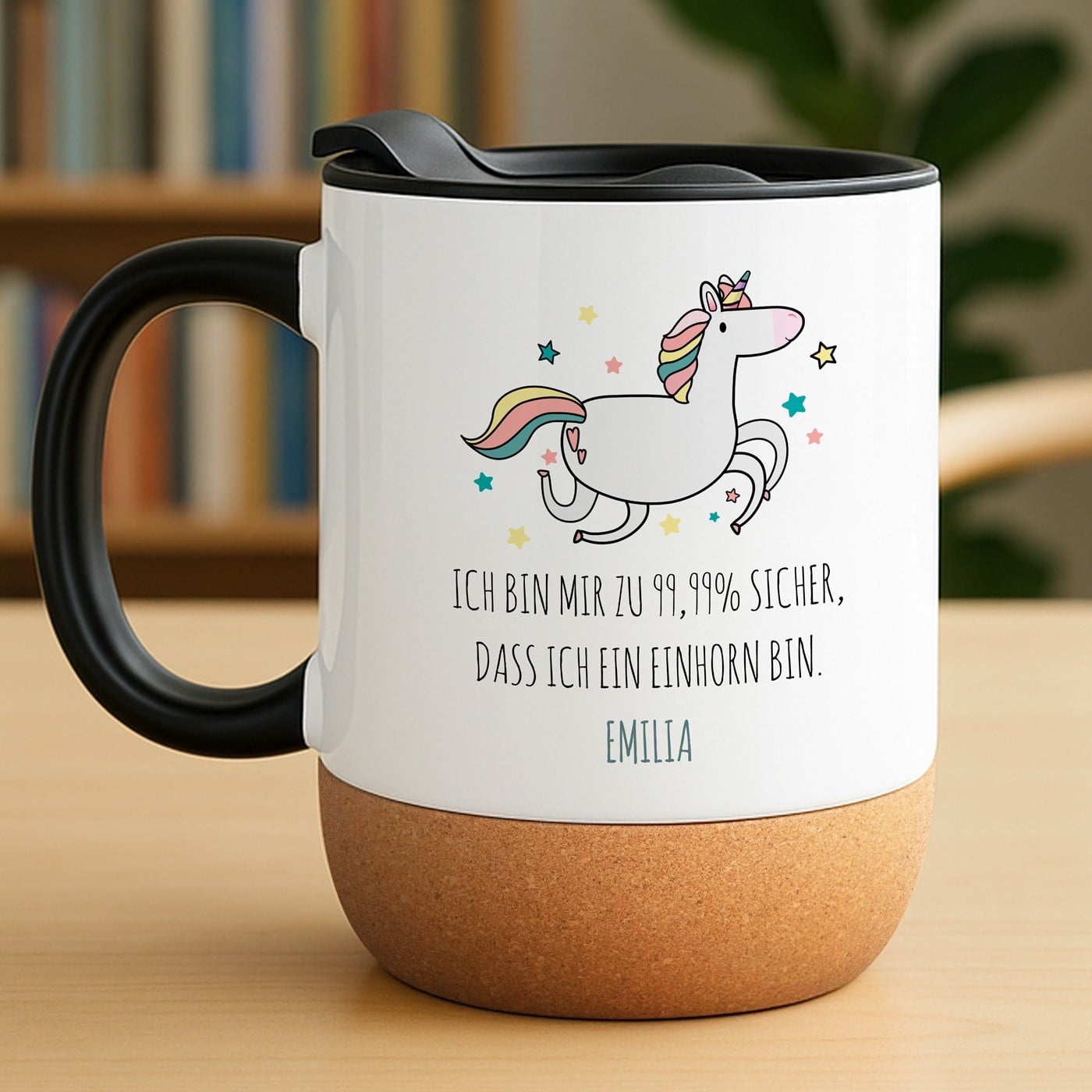 Kaffeebecher mit Foto Weiß/Glänzend mit Korkboden für ein Mädchen zum Kindertag