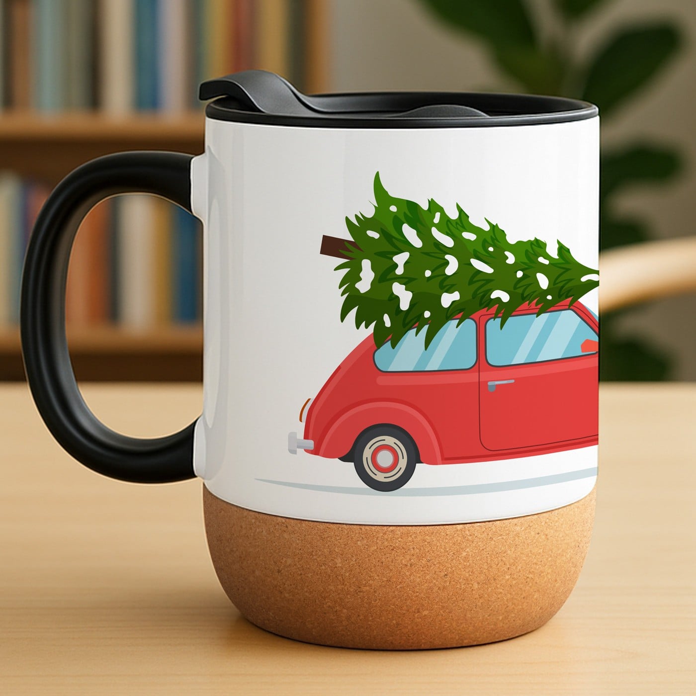 Kaffeebecher mit Aufdruck Weiß/Glänzend mit Korkboden für sie ihn zum Nikolaustag