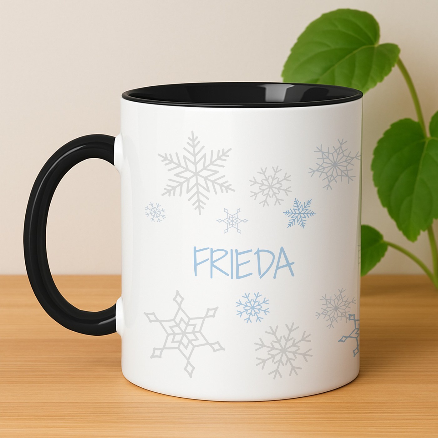 Kaffeebecher mit Aufdruck Weiß/Glänzend Innen Schwarz für sie zum Weihnachtsfest