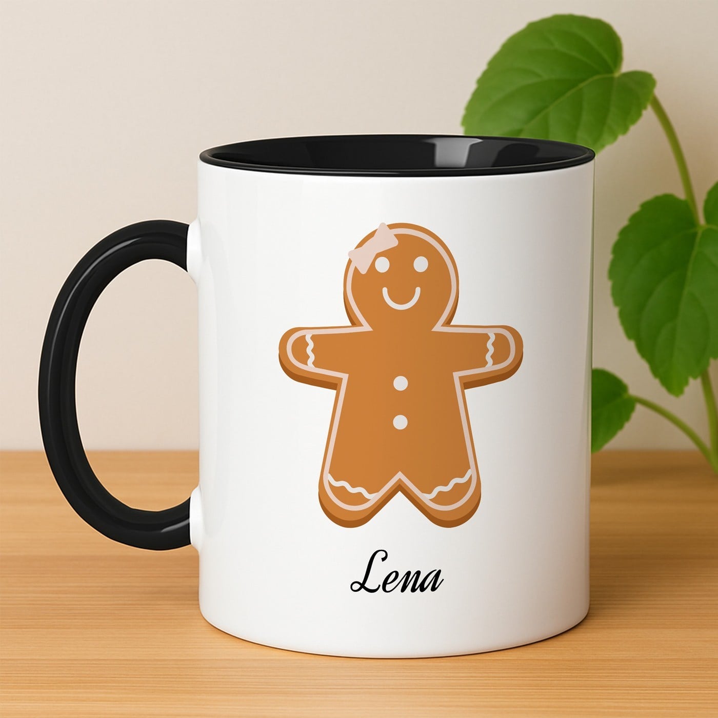 Kaffeebecher mit Aufdruck Weiß/Glänzend Innen Schwarz für sie zu Weihnachten oder zum Nikolaustag