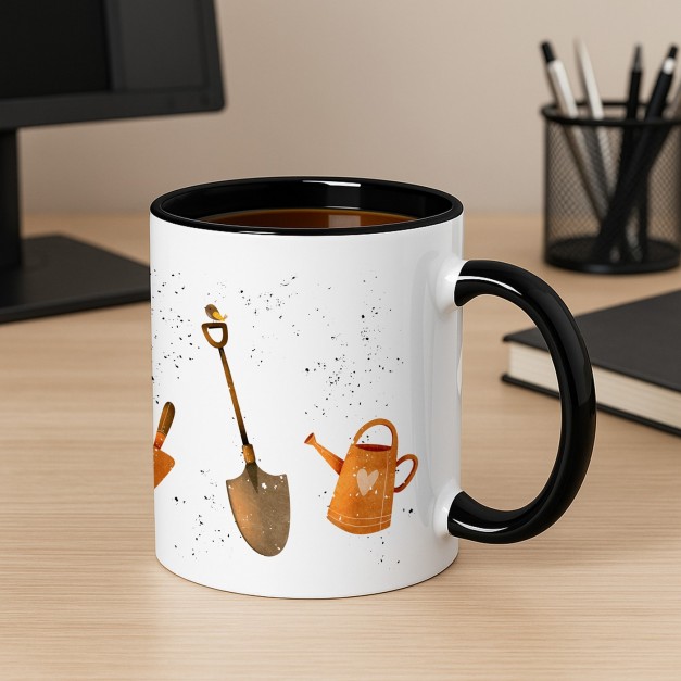 Kaffeebecher mit Aufdruck Weiß/Glänzend Innen Schwarz  für Ihren Großvater Gärtner
