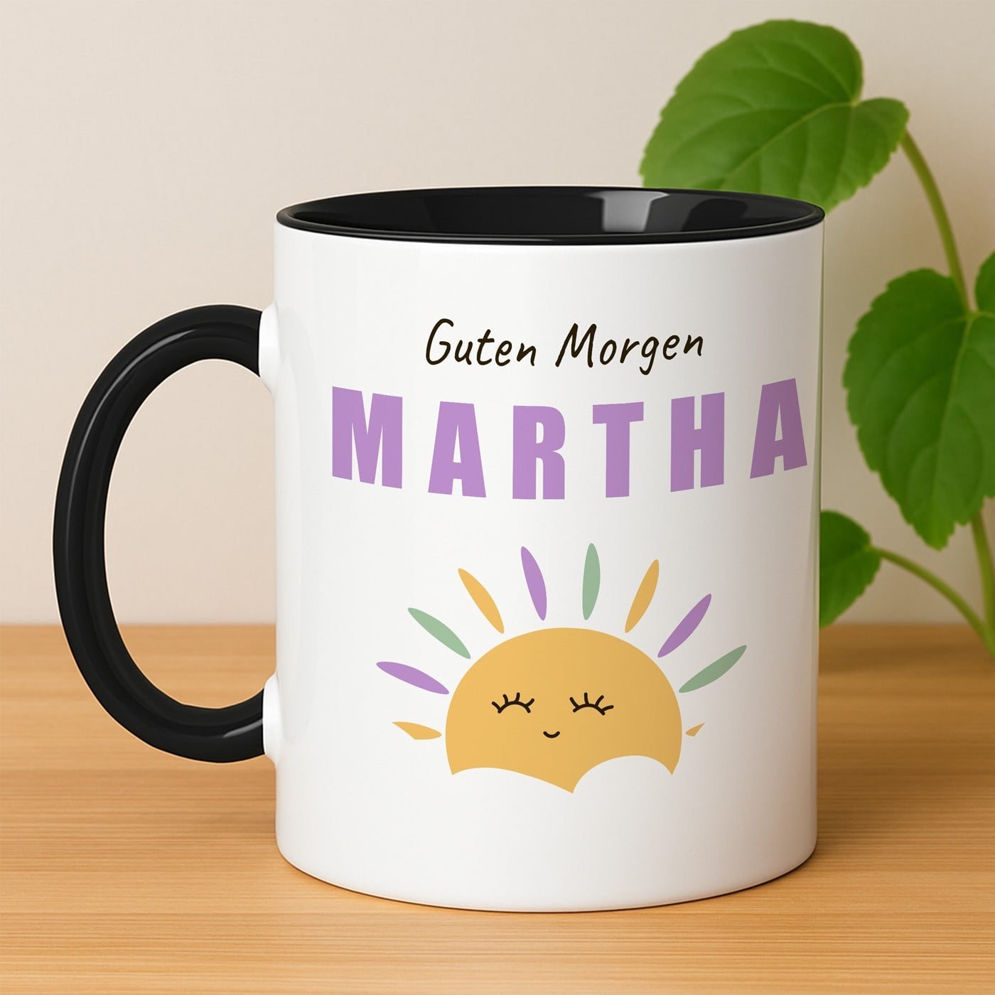 Kaffeebecher mit Aufdruck Weiß/Glänzend Innen Schwarz für sie Ihre Ehefrau zum Geburtstag