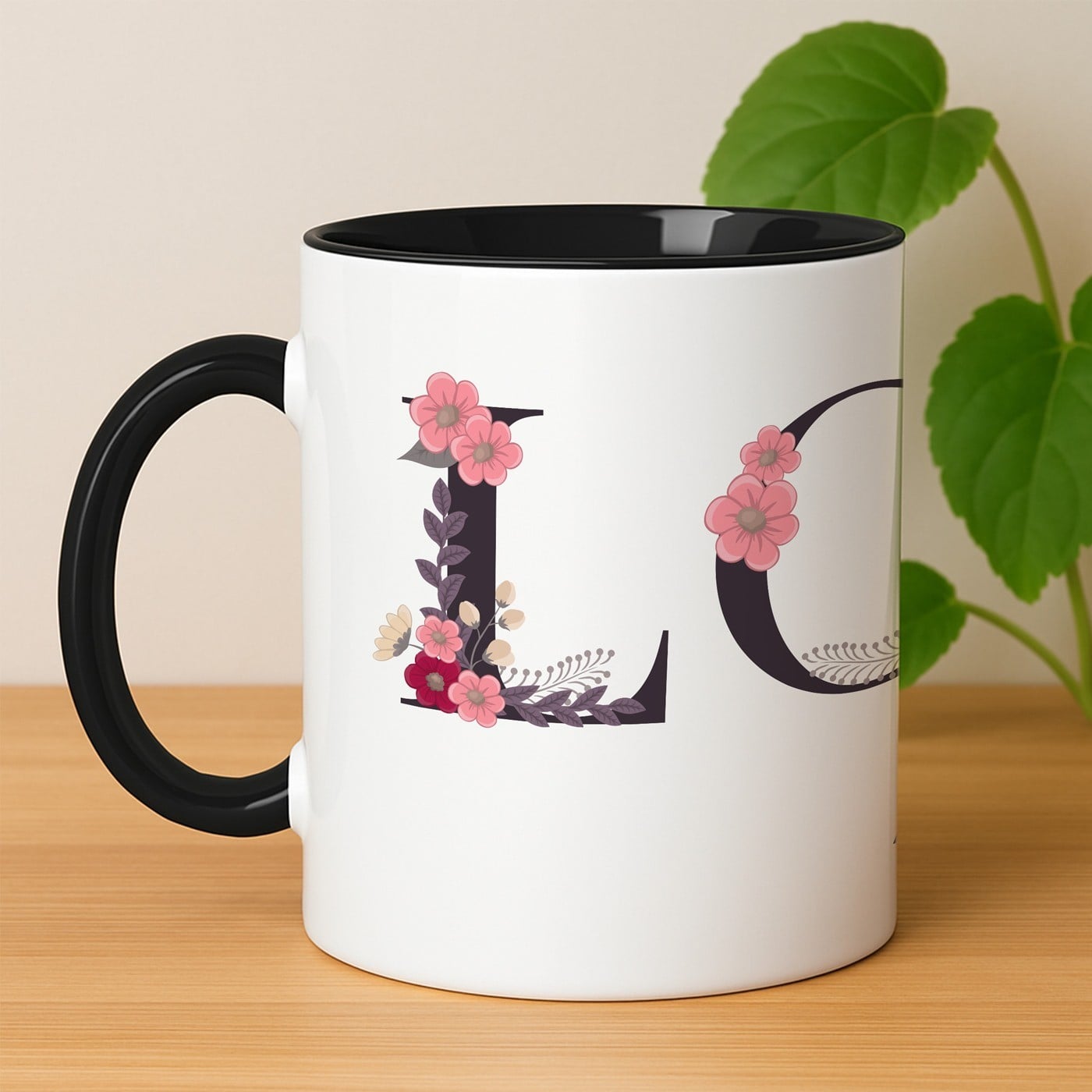 Kaffeebecher mit Aufdruck Weiß/Glänzend Innen Schwarz für sie